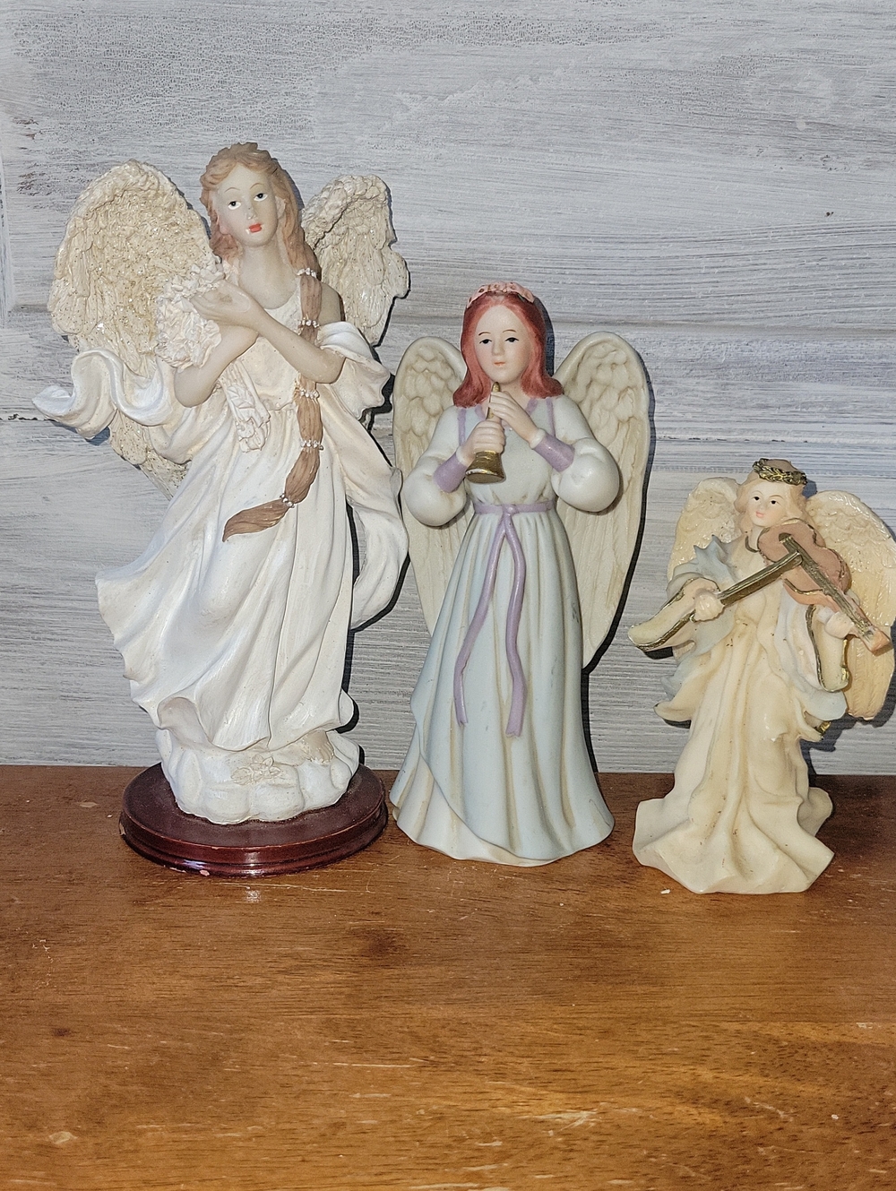 Angel Figurine Trio - White and Cream Decorative Home Accents